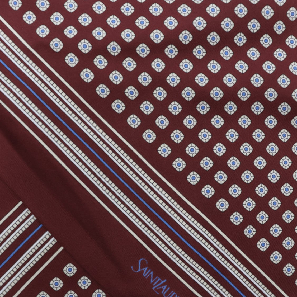 Saint Laurent Burgundy Geometric Silk Scarf