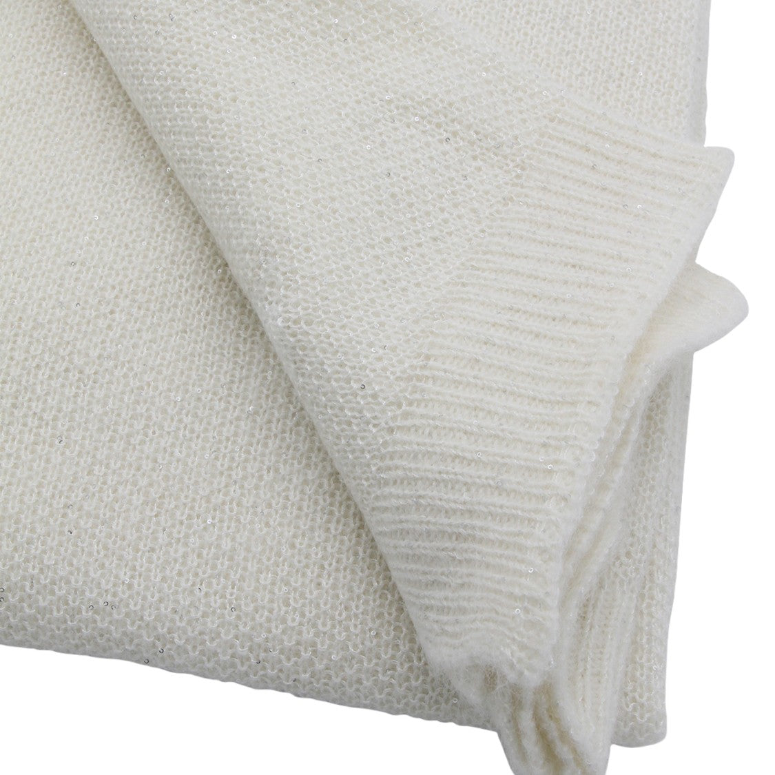 Fabiana Filippi Knitted White Scarf With Subtle Shimmer