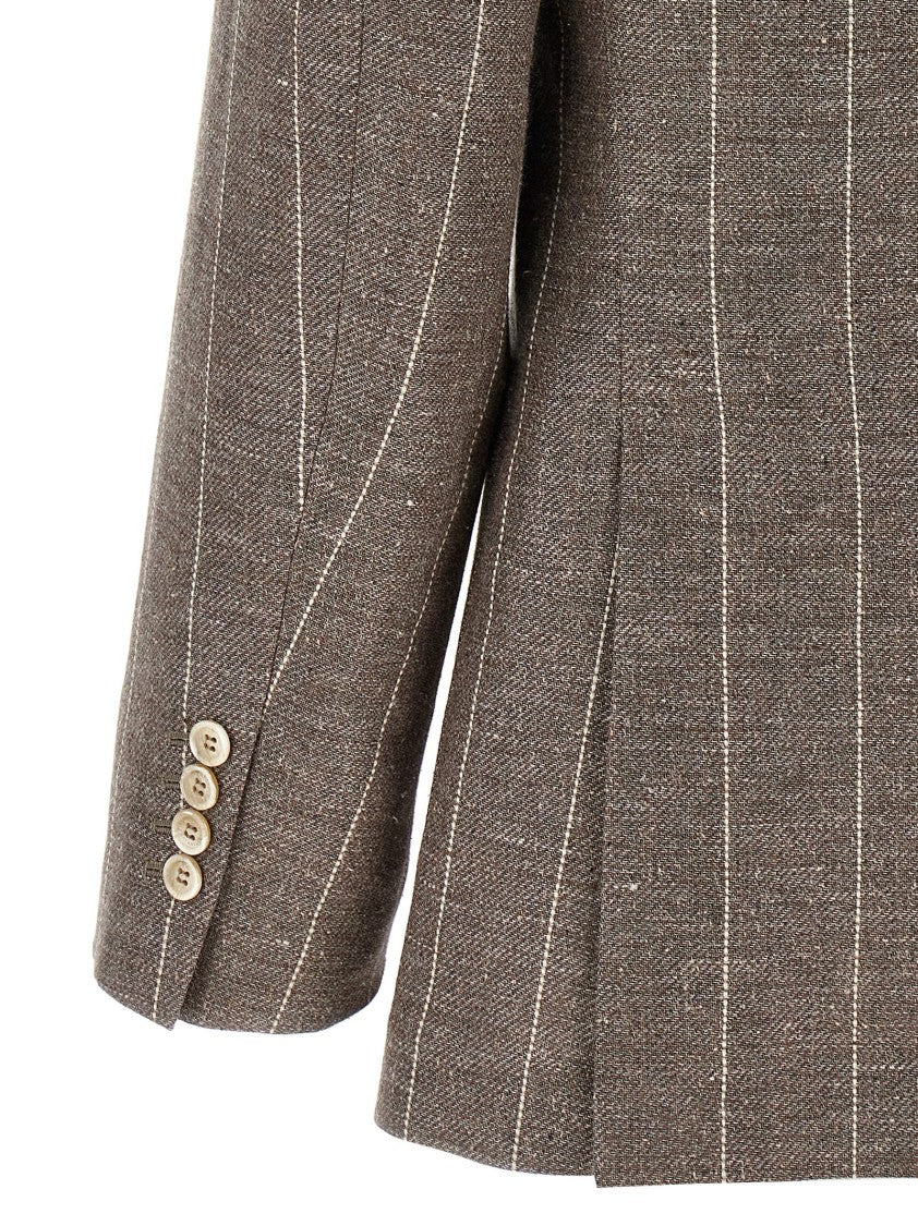 Brunello Cucinelli Pinstriped Deconstructed Blazer