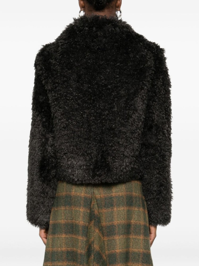 Stand Studio Plush Faux Fur Cropped Coat