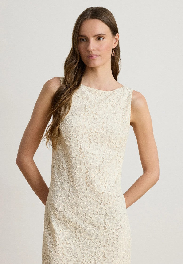 Lauren Ralph Lauren Sleeveless Floral Lace V-Back Dress