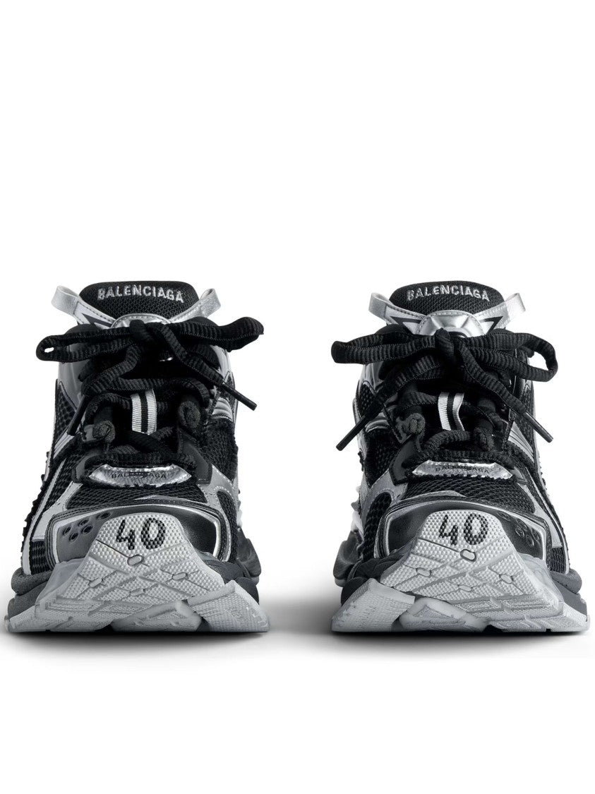 Balenciaga Black/Silver Runner Mesh Chunky Sneakers