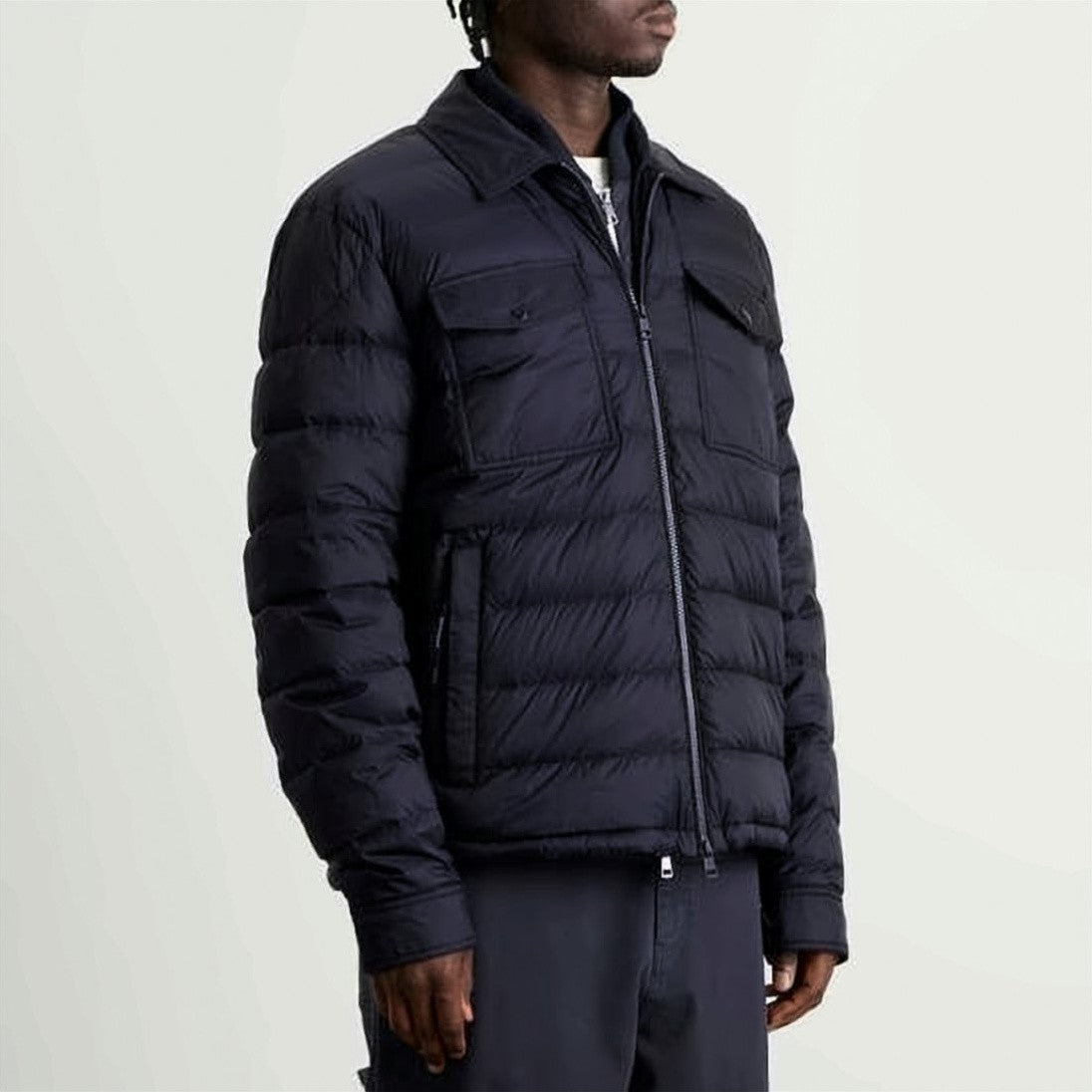 Moncler Padded Black Quilted Moncler Jacket With Logo Patch