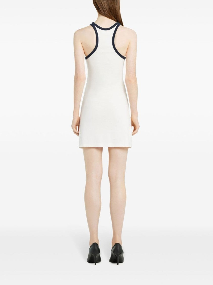 Courrèges White Sleeveless Racerback Logo Patch Dress