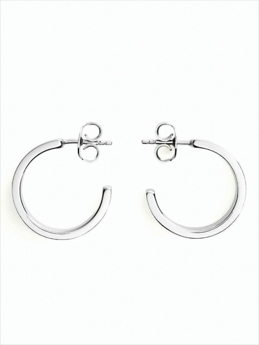 Mm6 By Maison Margiela Polished Silver Finish Hoop Earrings With Numeric Detailing