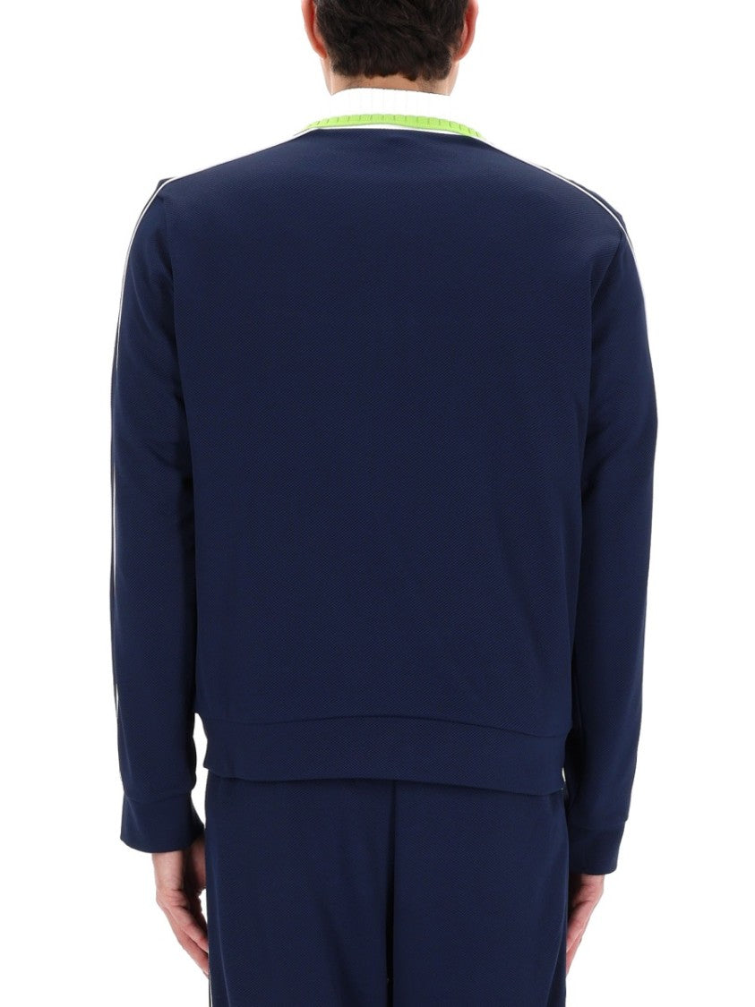 Casablanca Navy Green Stripe Zip Sweatshirt