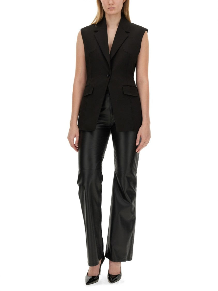 Moschino Black Flared Pants With High Waist And Detailing