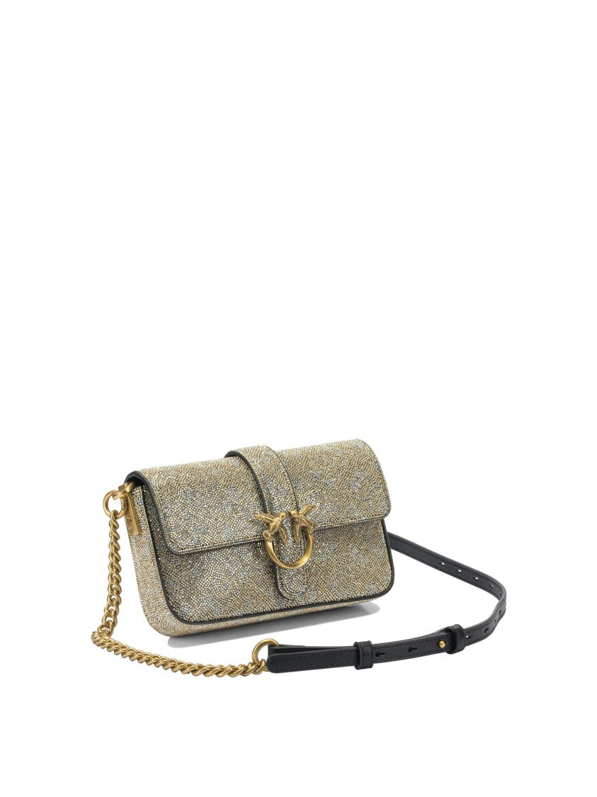 Pinko Gold Leather Crossbody Bag