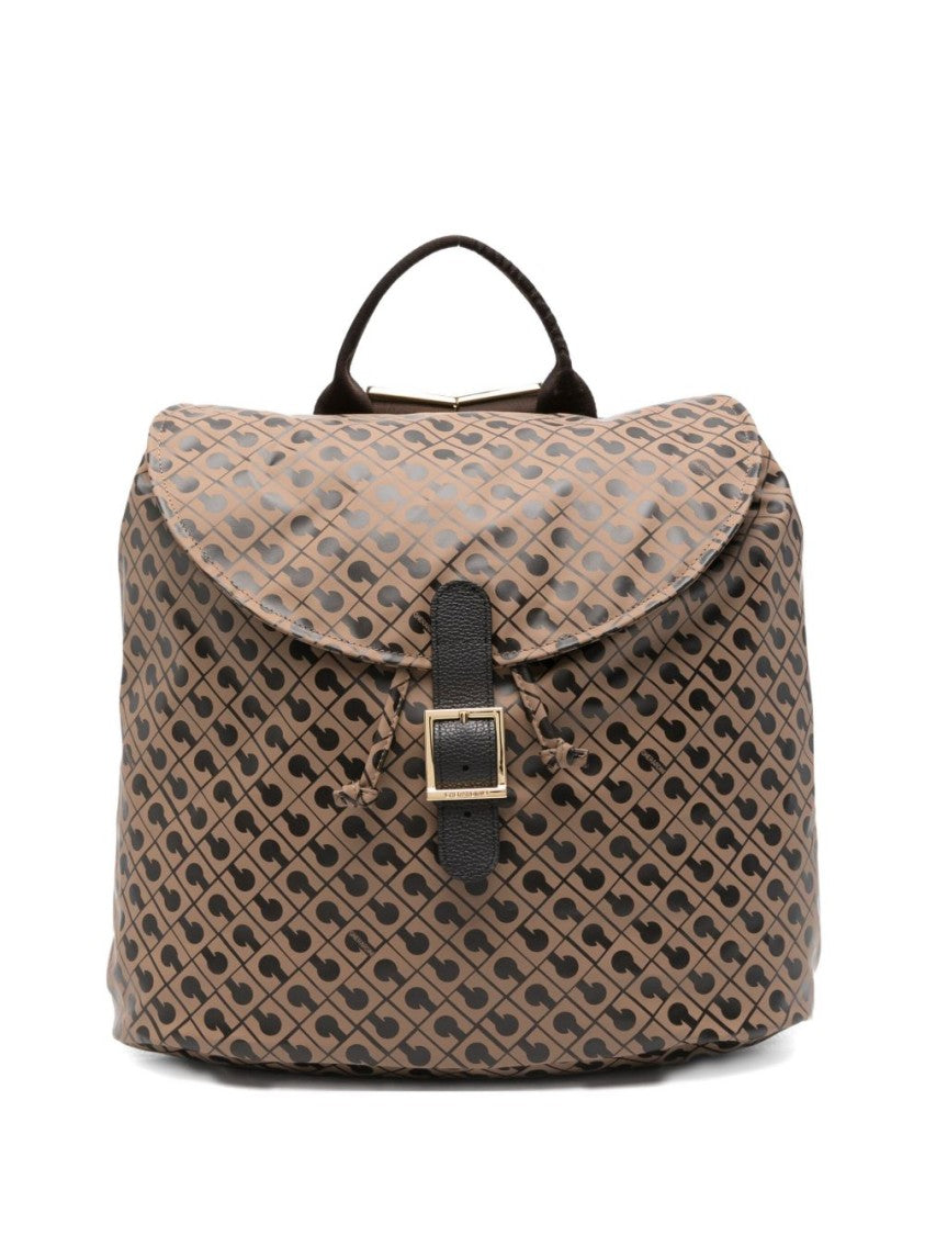 Gherardini Geometric Patterned Beige Bucket Bag