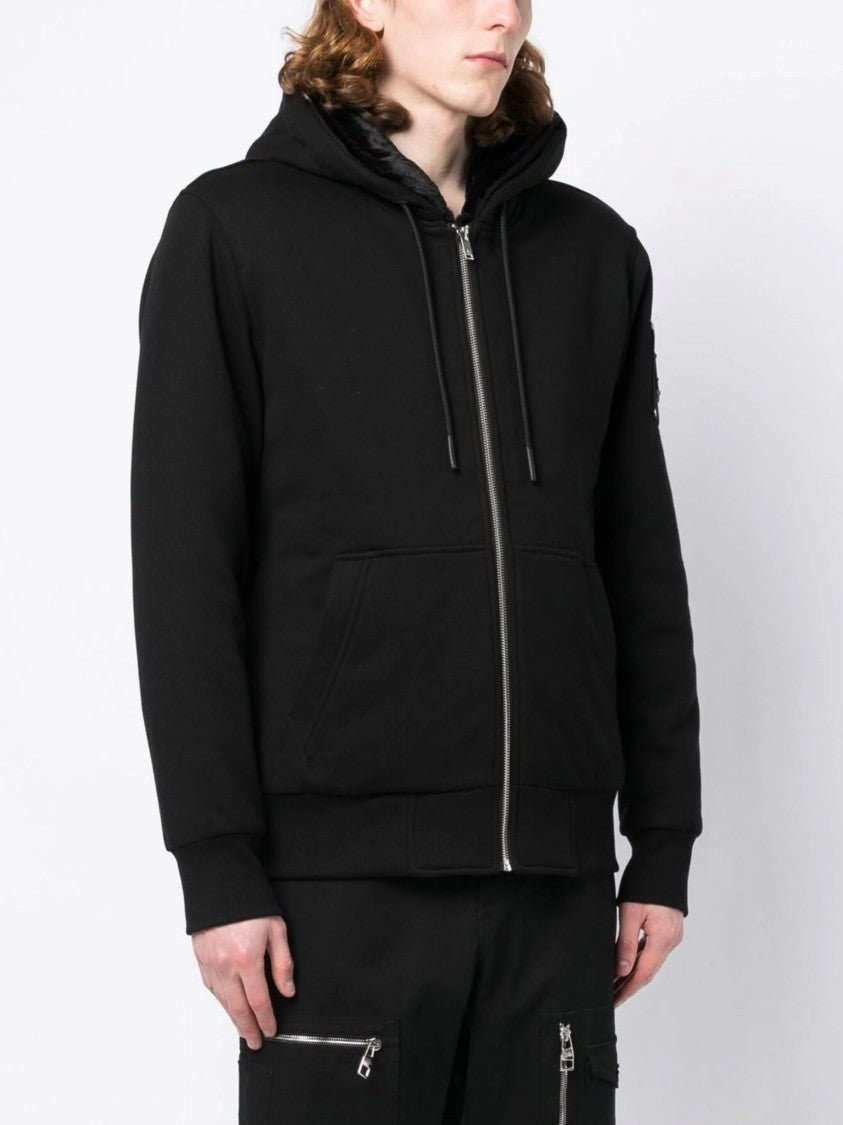Moose Knuckles Minimalist Black Hoodie With Functional Design
