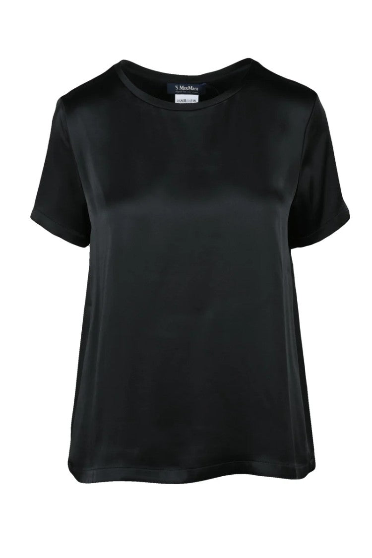 Max Mara Black Rebecca Acetate Viscose Satin Blouse