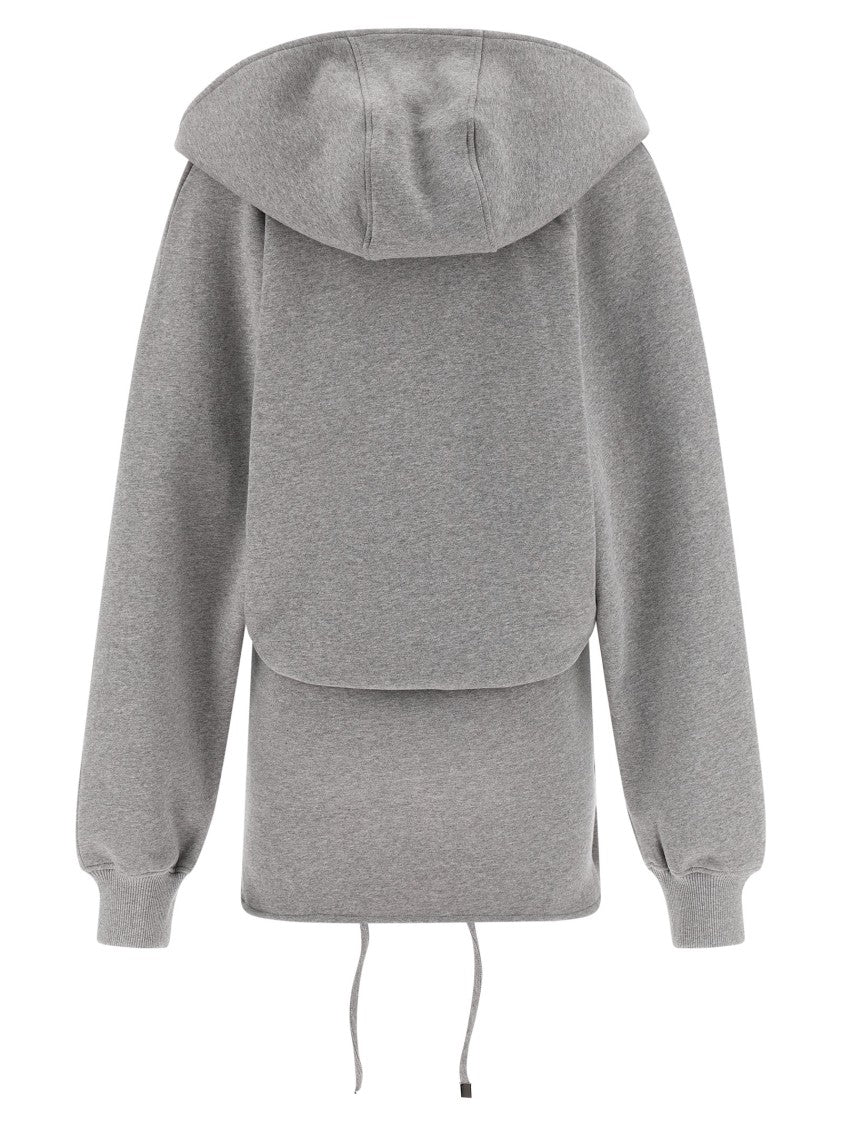 The Attico American Mélange Fleece Hooded Mini Dress