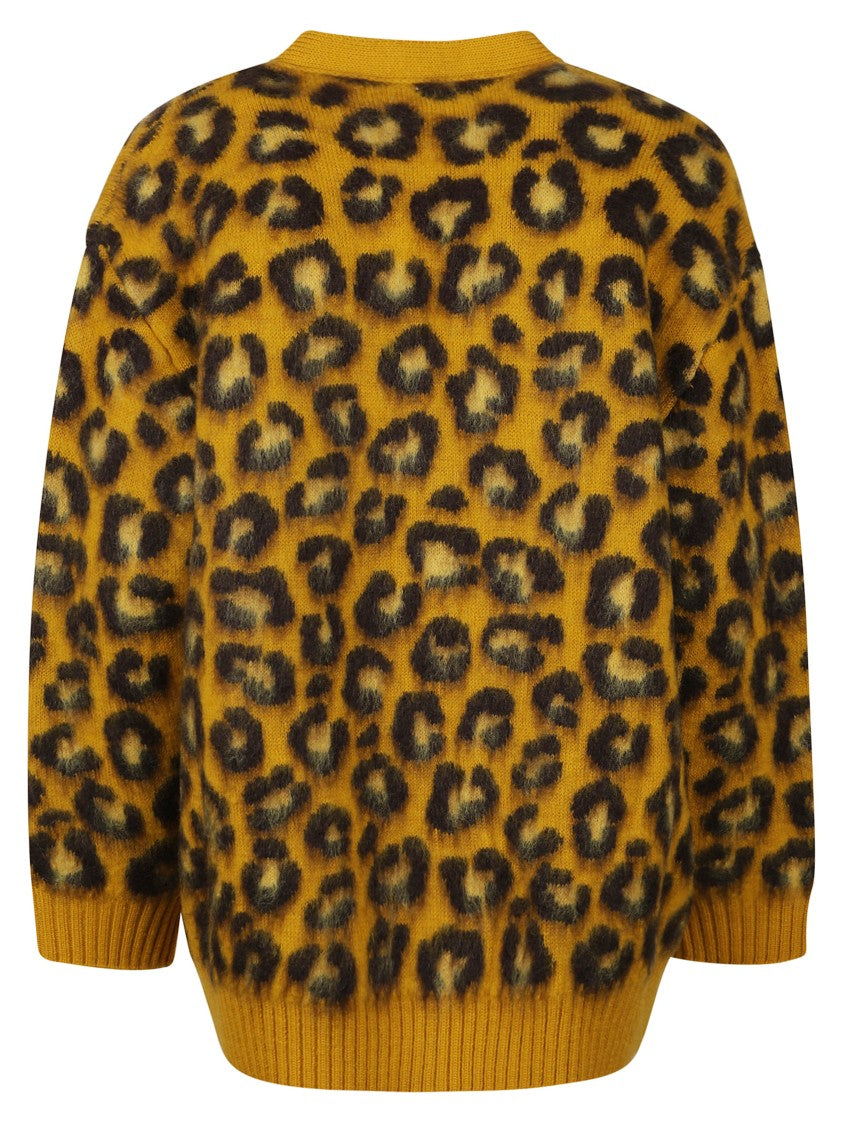 Bottega Veneta Bold Leopard Print Sweater With V-Neckline