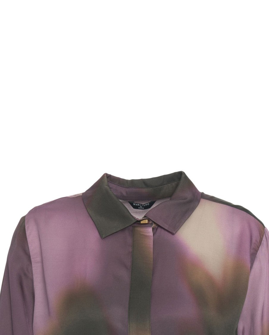 Guess By Marciano Monogram Pattern Blouse With Classic Collar And Buttoned Cuffs