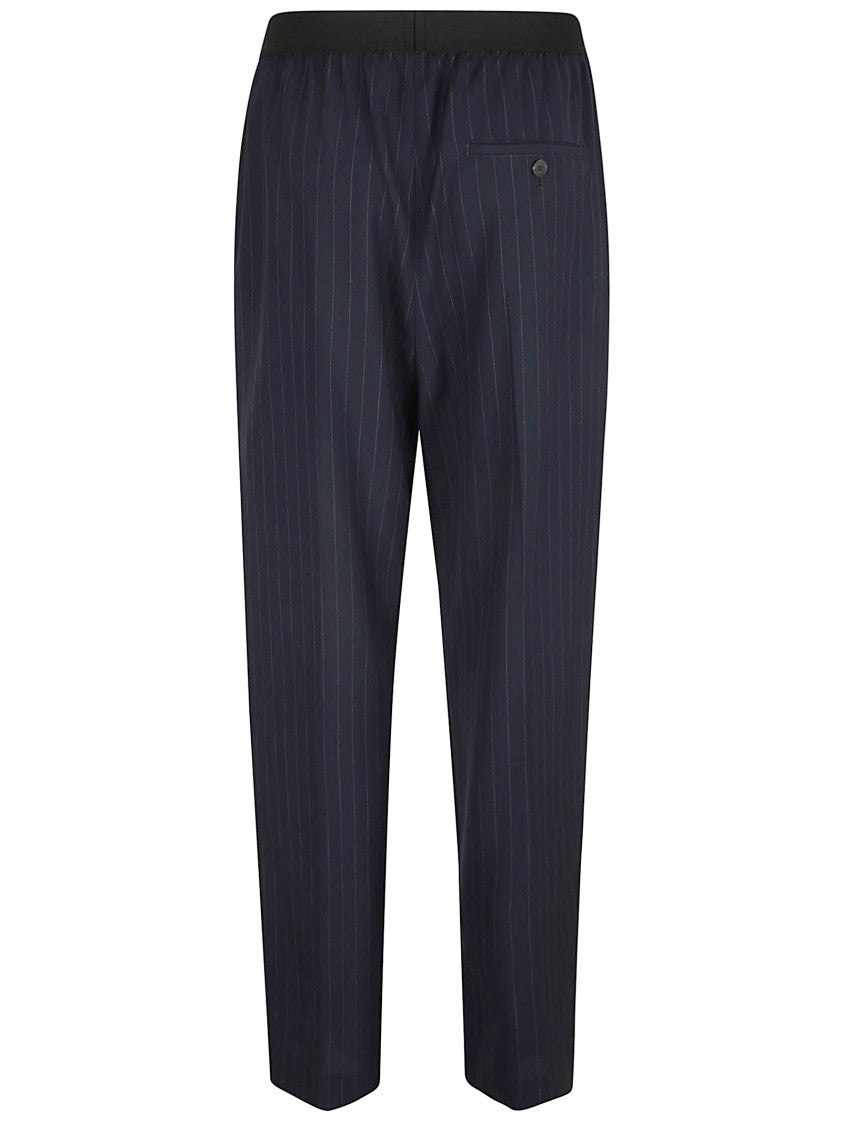 Balenciaga Relaxed Fit Blue Trousers With Subtle Pinstripes