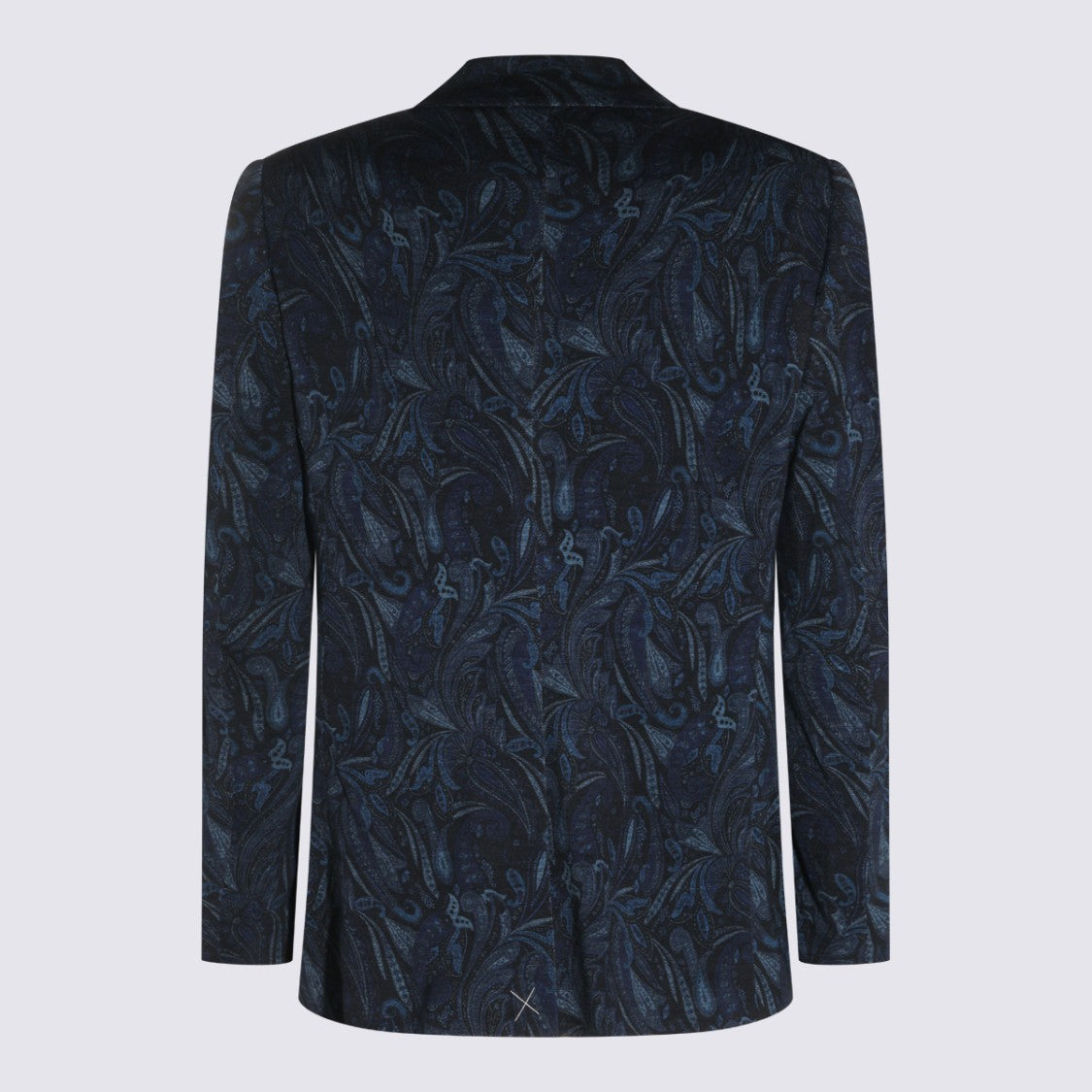 Etro Tailored Dark Blue Paisley Blazer With Classic Two-Button Closure