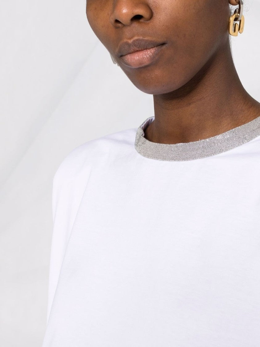 Fabiana Filippi Sleeveless White Top With Metallic Trim And Broad Shoulders