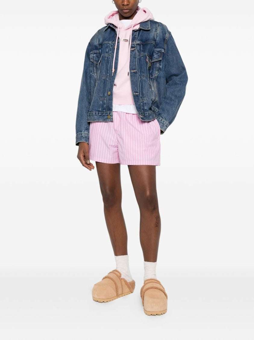 Balenciaga Relaxed Fit Pink Striped Shorts