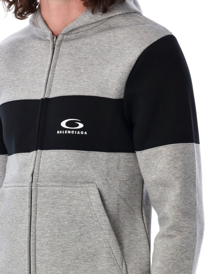 Balenciaga Color-Block Zip-Up Hoodie With Kangaroo Pocket