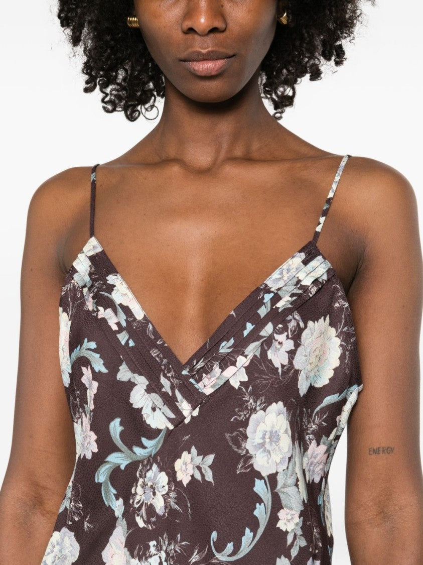 Forte Forte Floral-Patterned V-Neck Sleeveless Top With Adjustable Straps