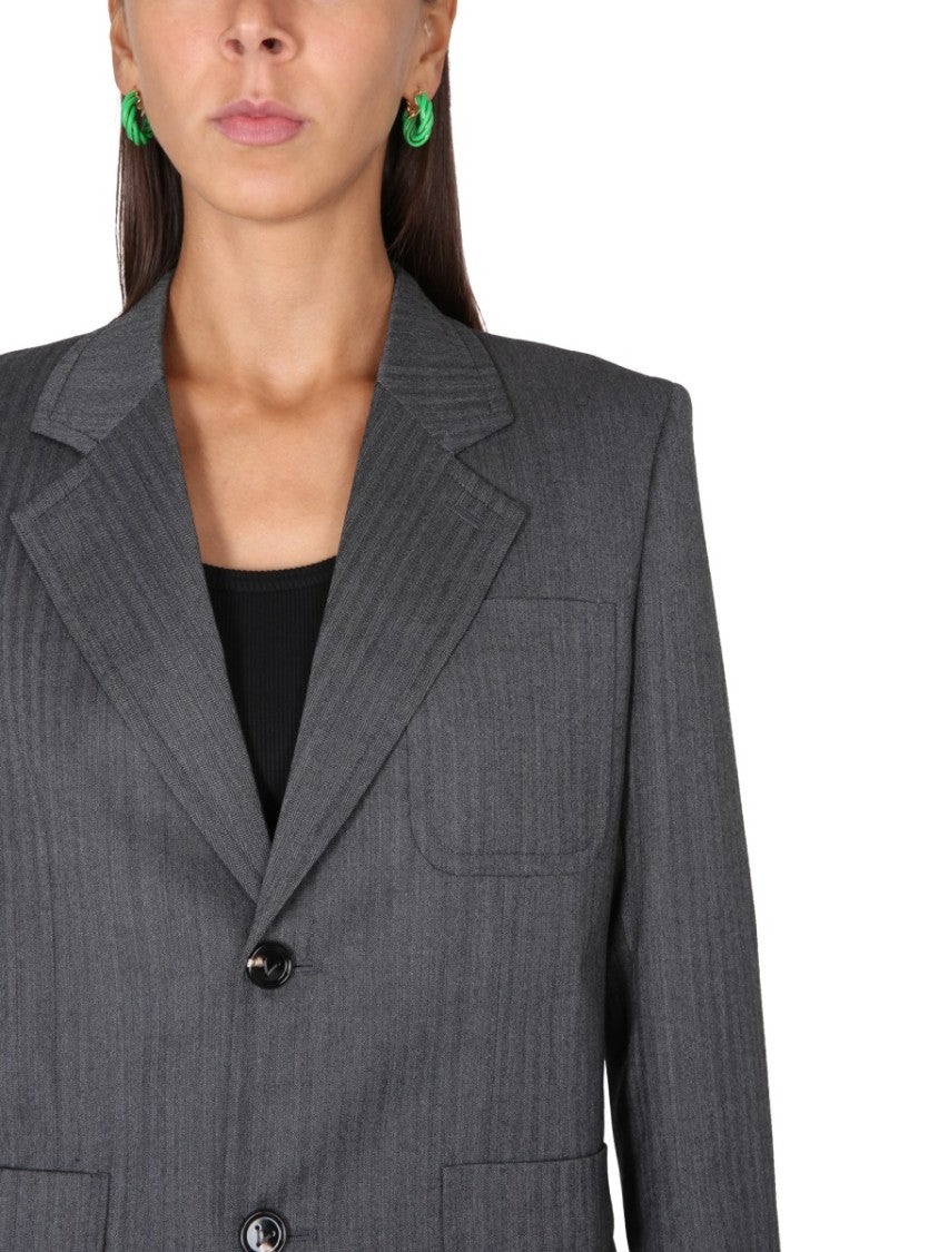 Bottega Veneta Textured Chevron Pattern Wool Jacket