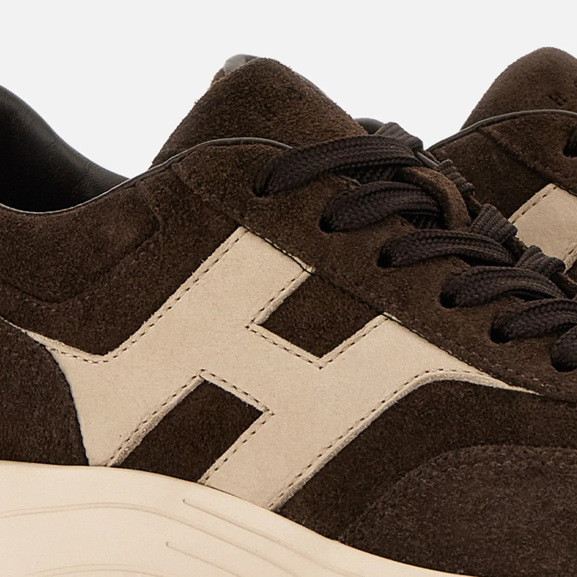 Hogan Dark Brown Suede Chunky-Sole Sneakers