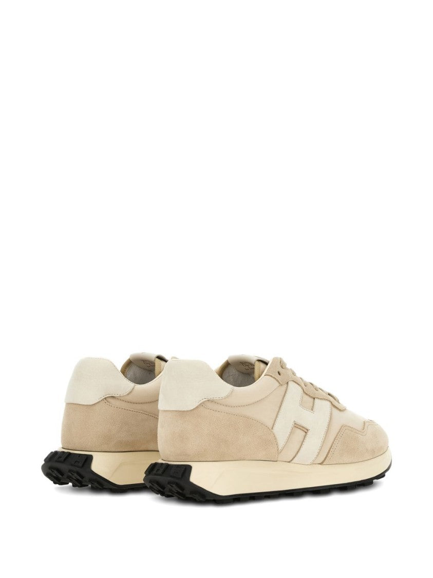 Hogan Beige Silk And Nylon Suede Sneakers