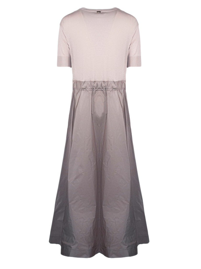 Herno Soft Jersey Dress With Iridescent Taffeta Skirt
