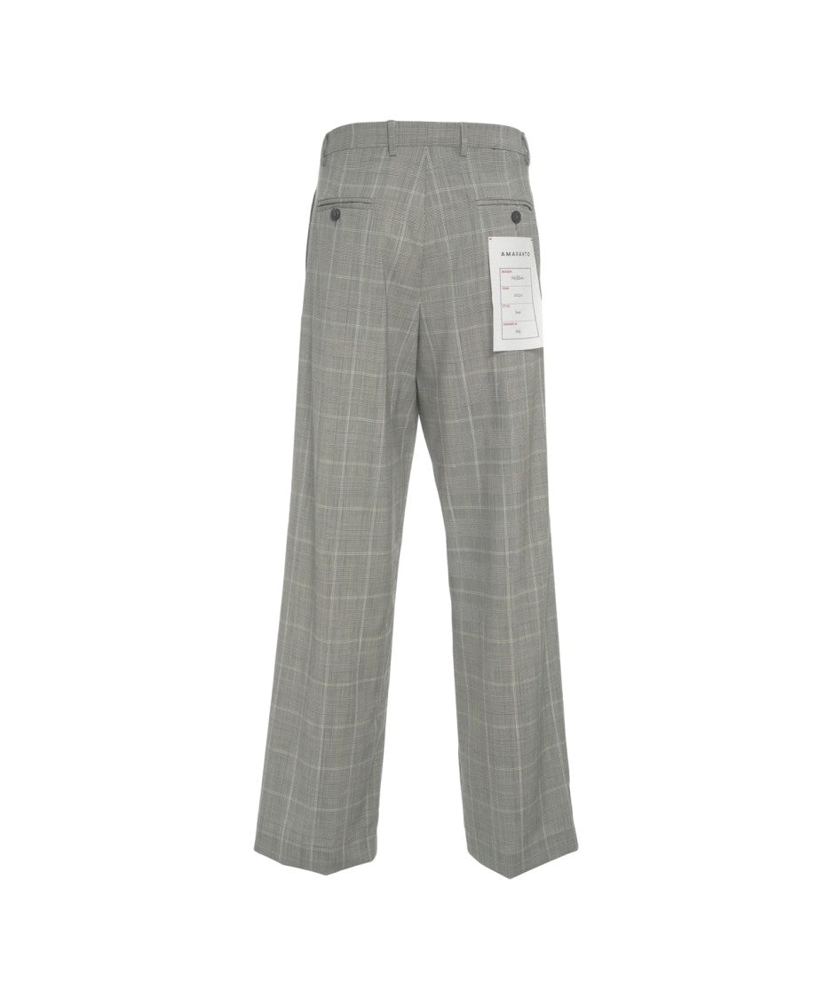 Amaranto Plaid Trousers With Precise Pleats And Tailored Finish