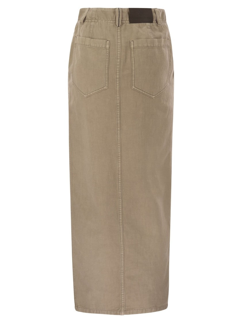 Brunello Cucinelli Chino Skirt In Garment-Dyed Cotton