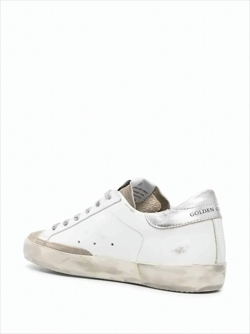 Golden Goose Distressed White Leather Sneakers