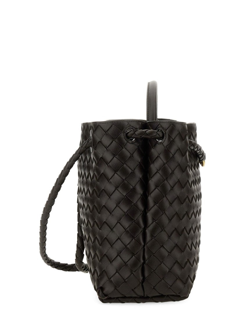 Bottega Veneta Medium Shoulder Bag In Woven Lamb Leather With Gold Detail