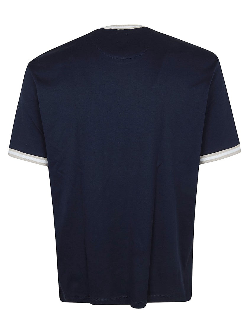 Eleventy Contrasting Knit Detail Cotton Jersey T-Shirt