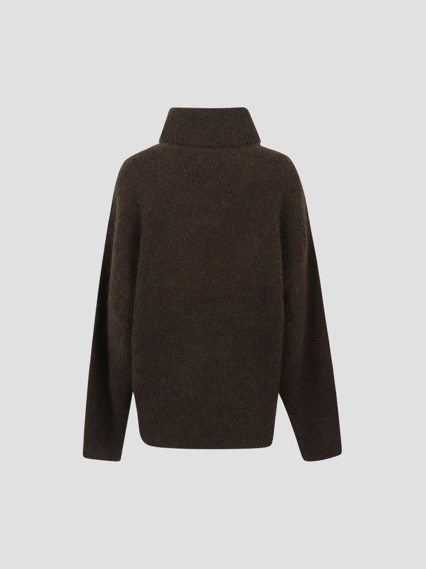 Totême Boucle Turtleneck Sweater With High Neckline