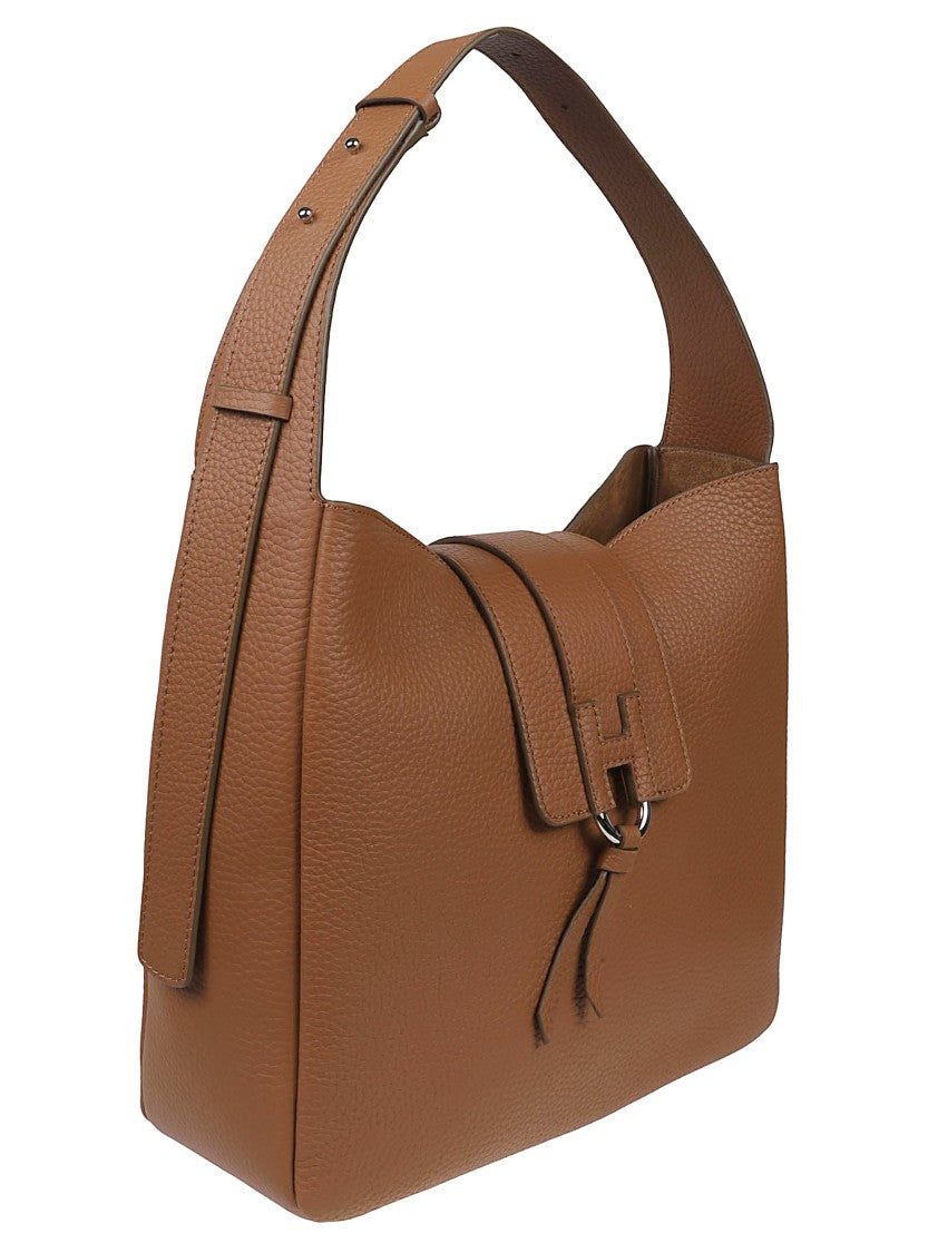 Hogan H01x Structured Textured Calf Leather Hobo Bag