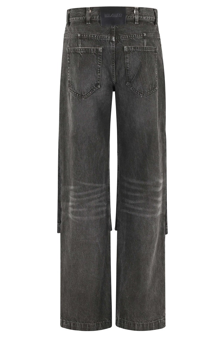 The Attico Black Cargo Wide-Leg Cotton Jeans