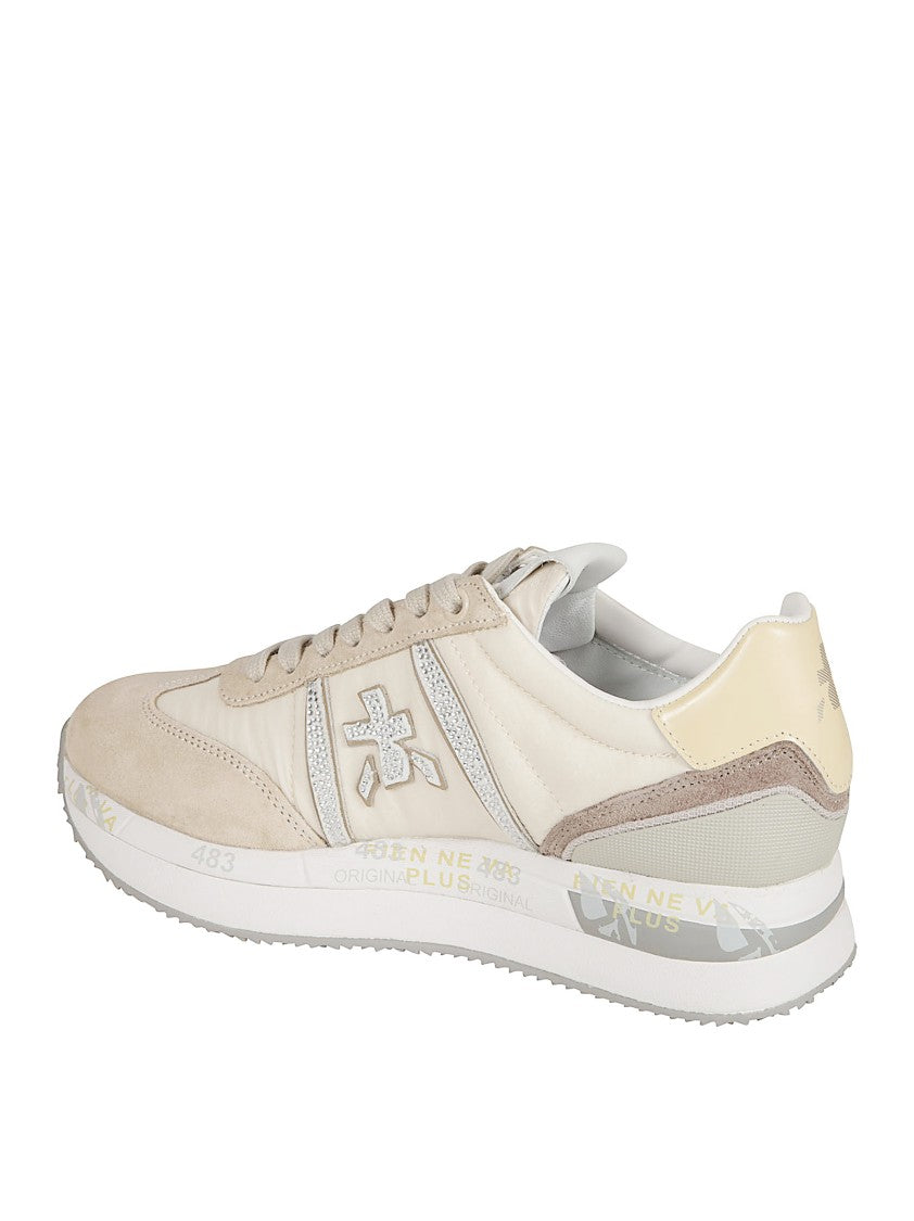 Premiata Rhinestone-Embellished Low-Top Sneakers With Padded Ankle