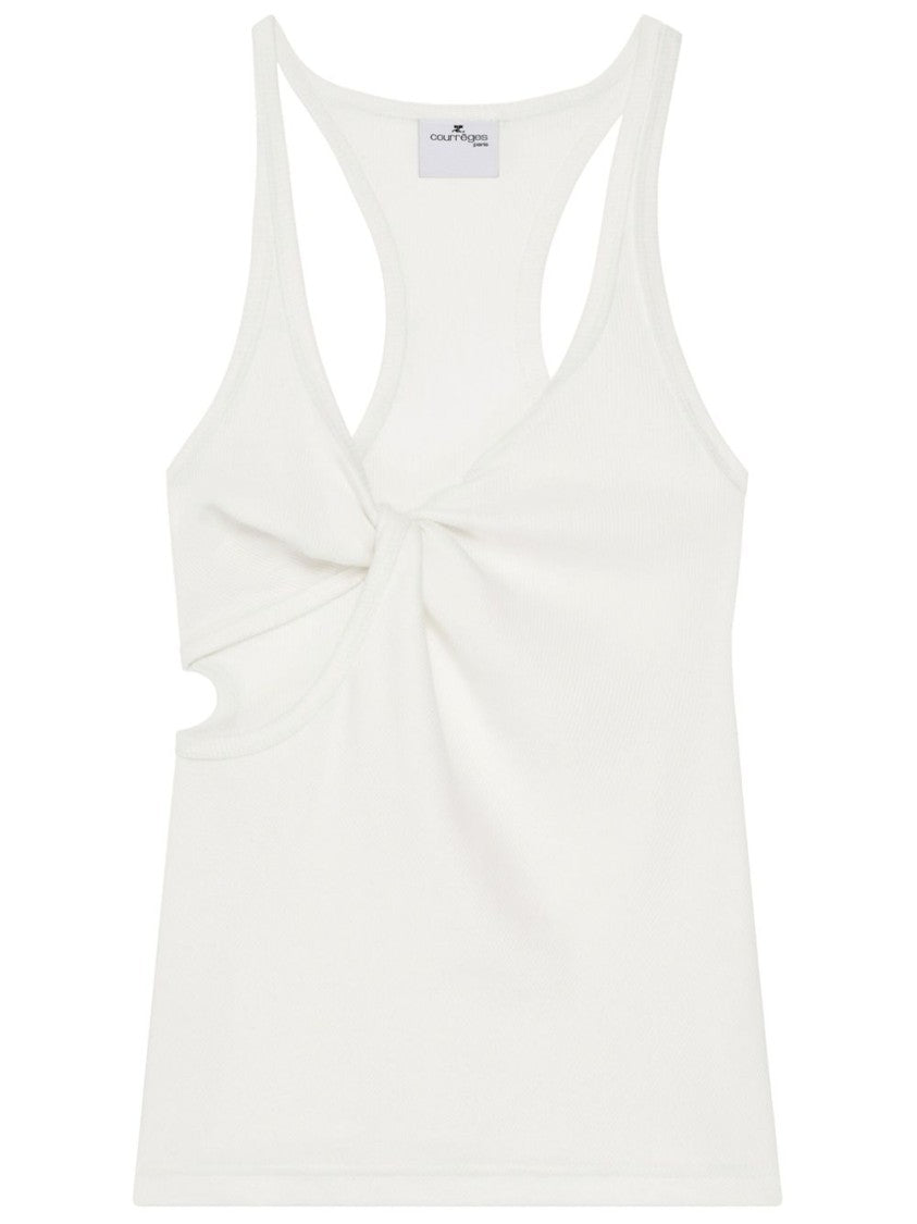 Courrèges Twist-Detail Top With Deep V-Neckline