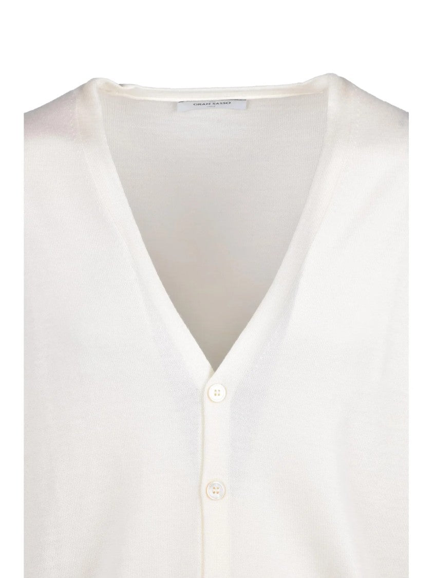 Gran Sasso White Virgin Wool Cardigan