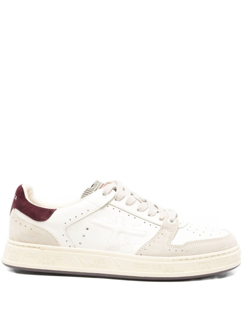 Premiata Low-Top White Sneakers With Suede Overlays