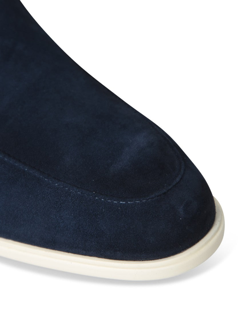 Santoni Suede Slip-On Loafers With Contrasting Rubber Sole