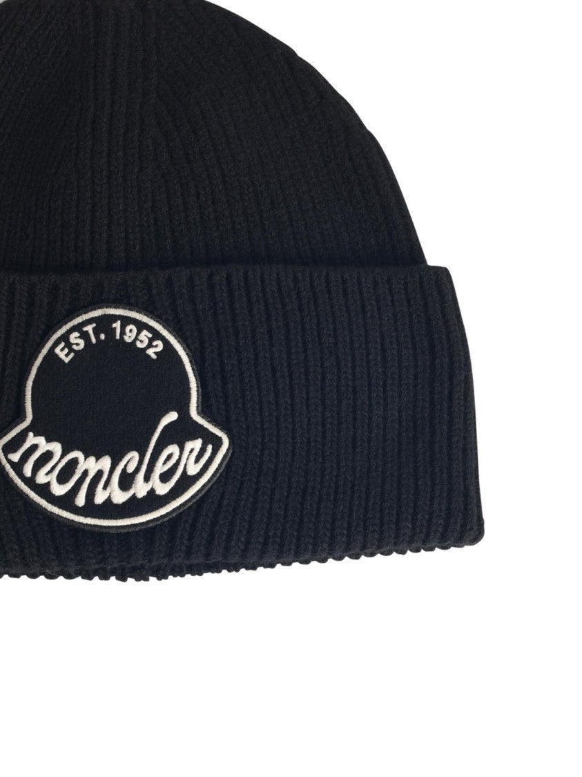 Moncler Black Virgin Wool Beanie