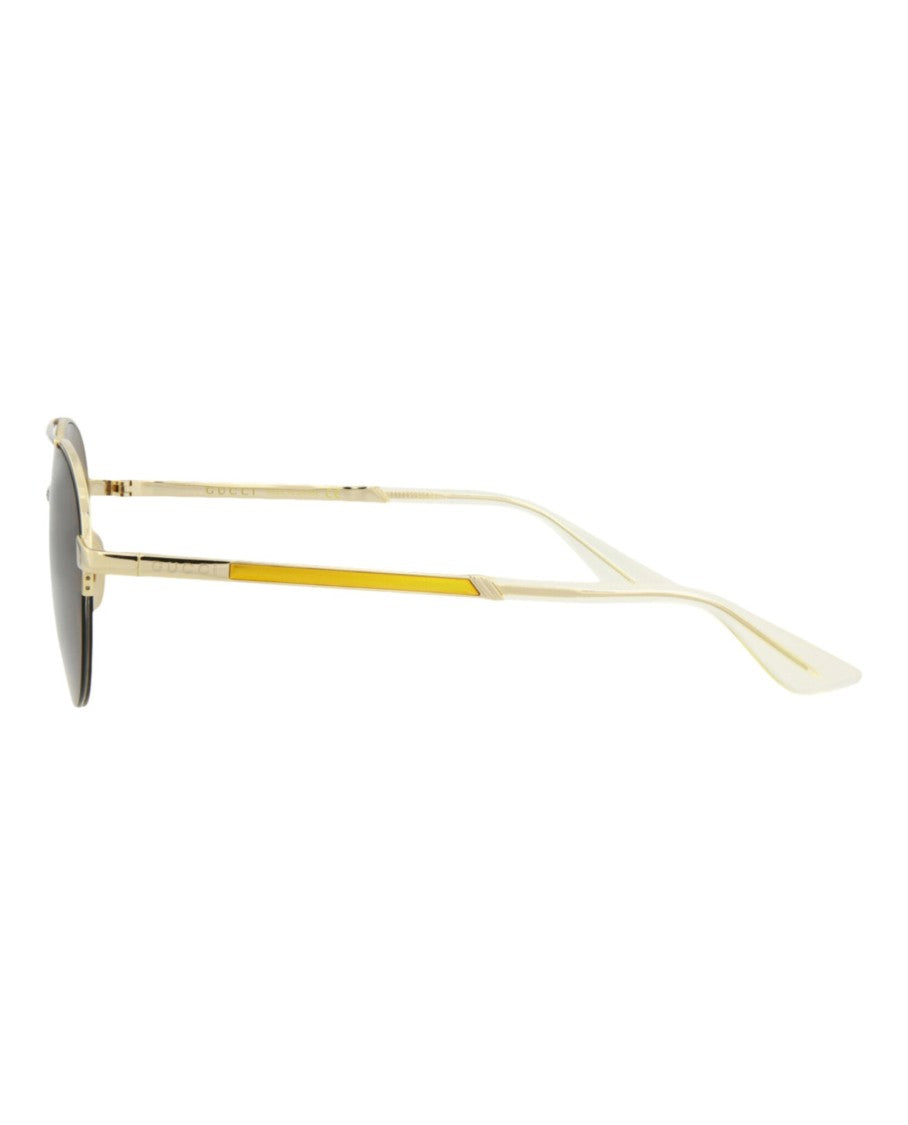 Gucci Round-Frame Metal Sunglasses With Adjustable Nose Pads