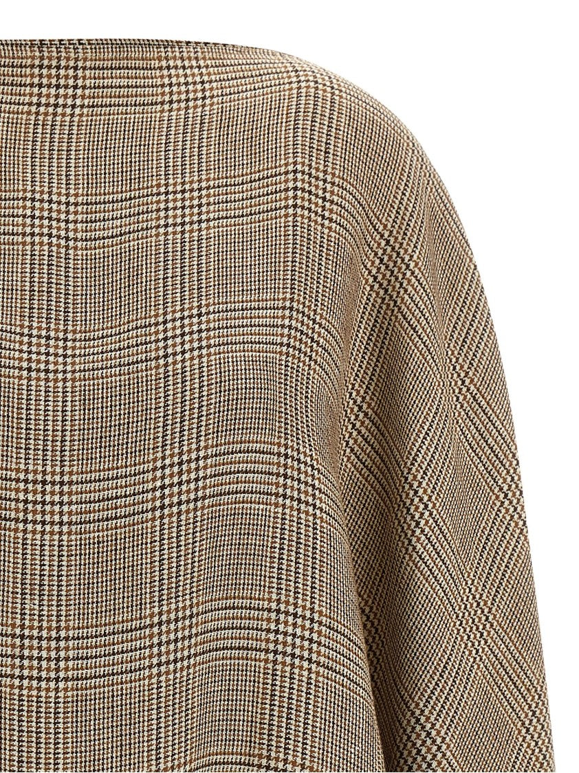Brunello Cucinelli Prince Of Wales Patterned Linen And Viscose Poncho