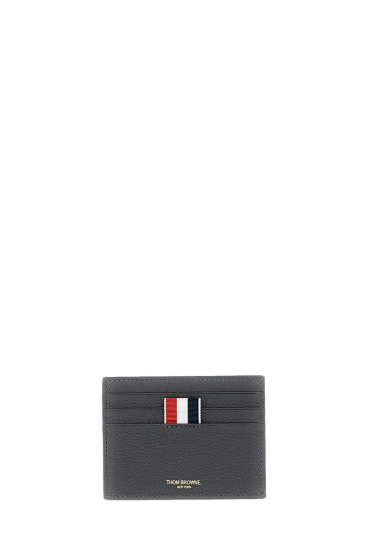 Thom Browne Grey Pebbled Leather Card Holder