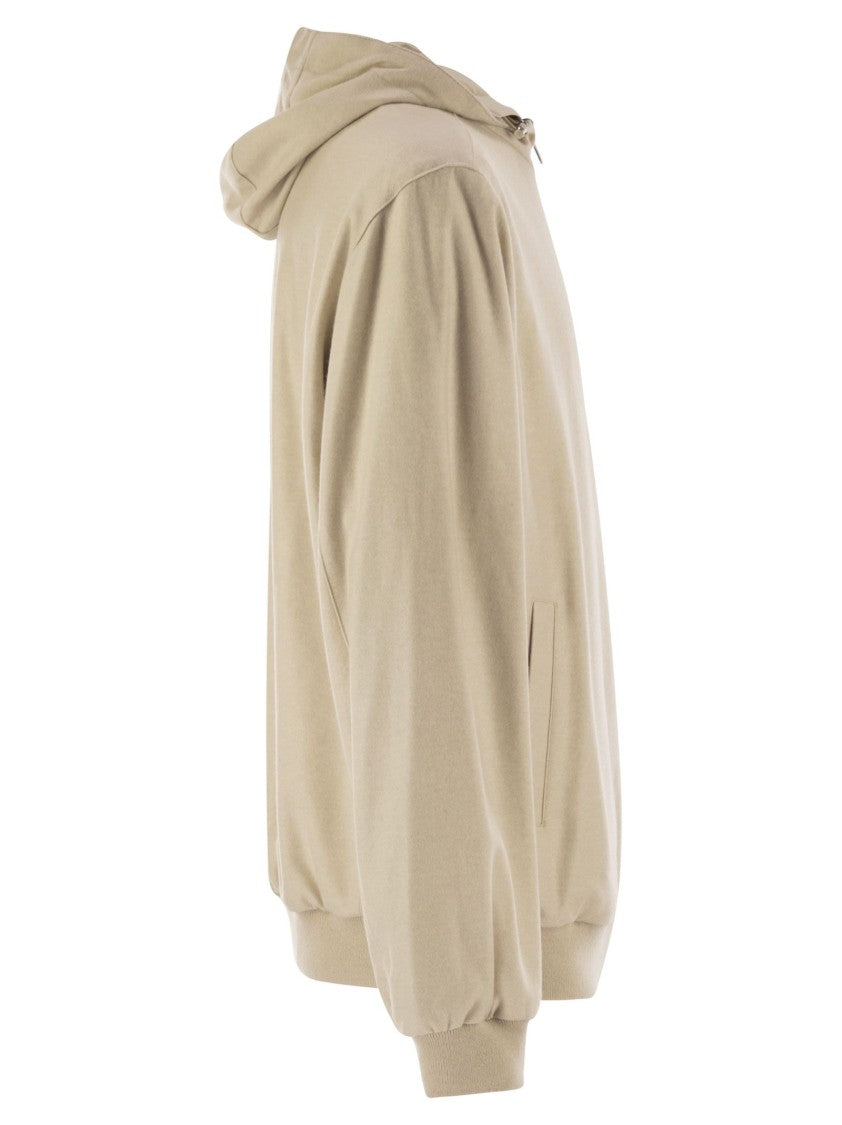 Fedeli Reversible Bomber Jacket With Hood In Cashmere Flannel And Airstop