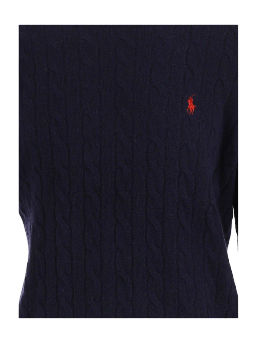 Polo Ralph Lauren Blue Cable-Knit Wool Cashmere-Blend Sweater