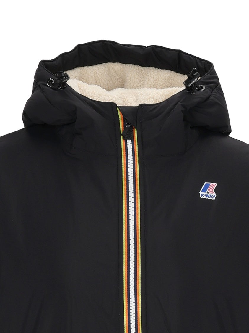 K-Way 3/4 Length Jacket With Front Zipper And Multicolor Stripe