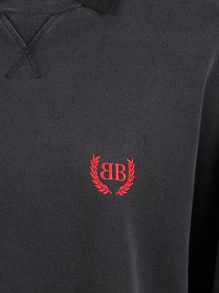 Balenciaga Black Polo Neck Sweater With Embroidered Logo