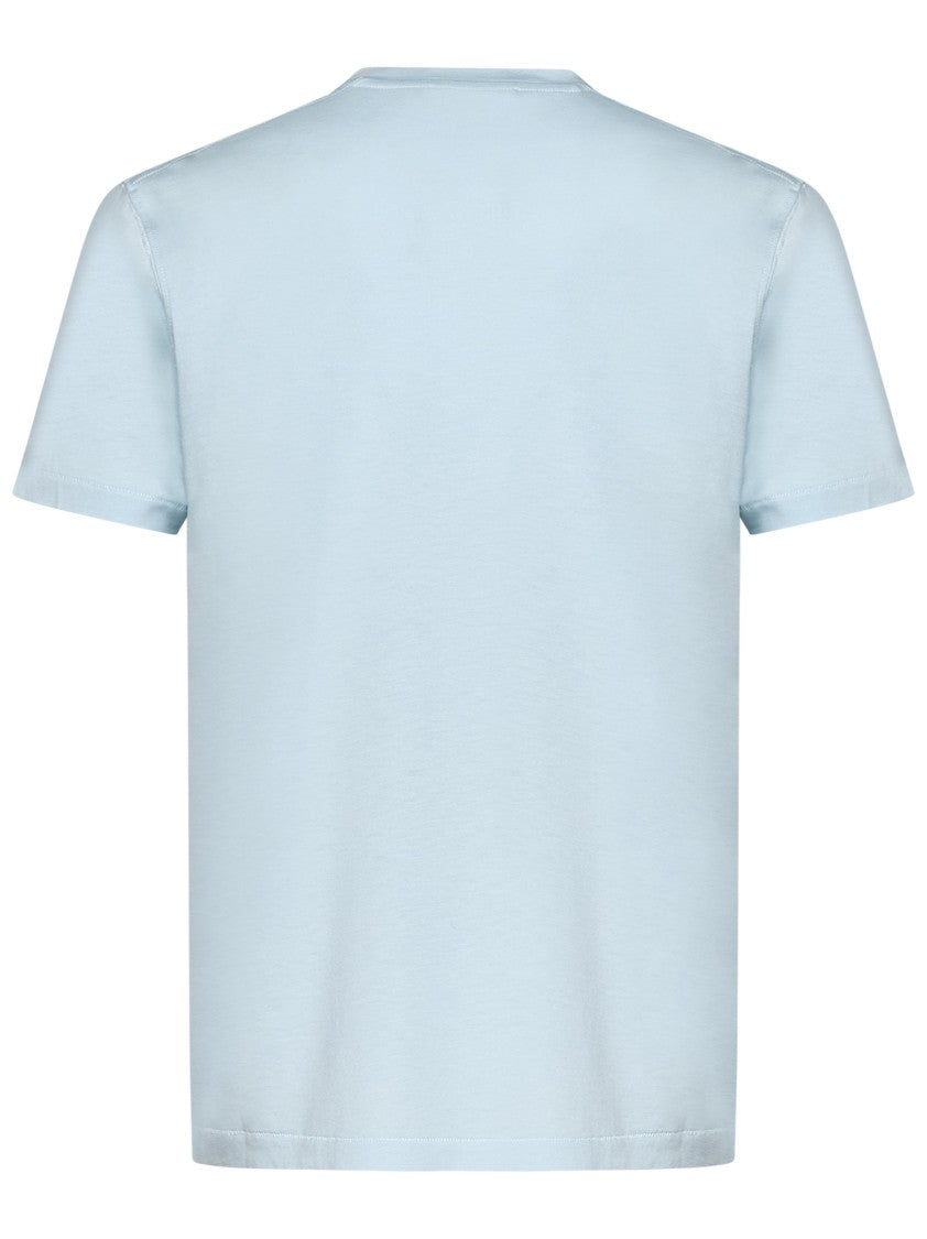 Tom Ford Clear Blue Crewneck T-Shirt With Logo Embroidery